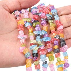 Mixed Color Synthetic Crackle Quartz Chips Beads Strands, Dyed & Heated, Mixed Color, 5~8x5~8mm, Hole: 1mm, about 32 inch