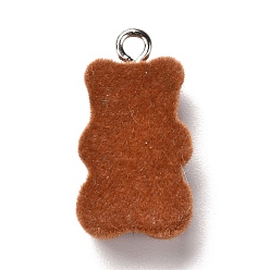 Седло Коричневый Кулоны из флокированной смолы, с железом найти, медведь, седло коричневый, 22x11x7 мм, отверстие : 2 мм