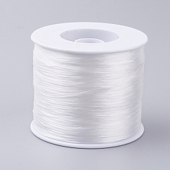 White Korean Flat Elastic Crystal String, Elastic Beading Thread, for Stretch Bracelet Making, White, 0.5mm, about 546.8 yards(500m)/roll