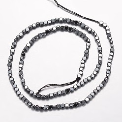 Gray Non-Magnetic Hematite Beads Strands, Square, Gray, 3x3x2mm, Hole: 1mm, about 150pcs/strand, 16.1 inch