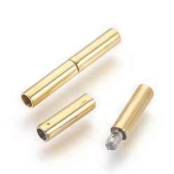 Golden Vacuum Plating 304 Stainless Steel Bayonet Clasps, Long-Lasting Plated, Column, Golden, 18~20x3mm, Hole: 2mm