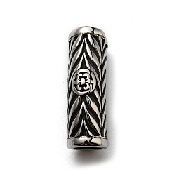Antique Silver 304 Stainless Steel Beads, Tube with Fleur De Lis, Antique Silver, 28.5x12x9mm, Hole: 6mm