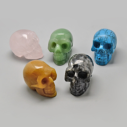 Mixed Stone Mixed Stone Display Decorations, Skull, 37~39x30~33x46~50mm