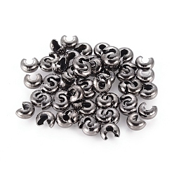 Gunmetal Iron Crimp Beads Covers, Nickel Free, Gunmetal, 5mm In Diameter, Hole: 1.5~1.8mm
