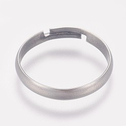 Stainless Steel Color 316 Surgical Stainless Steel Finger Ring Settings, Adjustable, Stainless Steel Color, Size 7, 17mm, 3mm