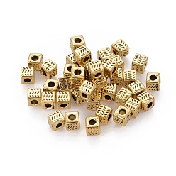 Antique Golden Tibetan Style Alloy Spacer Beads, Cube, Antique Golden, Lead Free & Cadmium Free, 4.5x4.5x4.5mm, Hole: 2.5mm