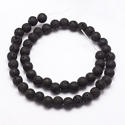 Lava Rock Natural Lava Rock Bead Strands, Round, 8~9mm, Hole: 2.5mm, about 46~49pcs/strand, 15