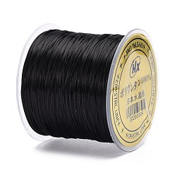 Black Japanese Flat Elastic Crystal String, Polyester Thread, for Stretch Bracelets Gemstone Jewelry Making, Black, 0.5mm, about 65.6 yards(60m)/roll
