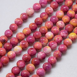 Mixed Color Synthetic Fossil Beads Strands, Dyed & Heated, Round, Mixed Color, 6mm, Hole: 1mm, about 62pcs/strand, 15.7 inch