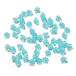 Turquoise Transparent Czech Glass Beads, Flower, Turquoise, 6.5x5mm, Hole: 0.8mm, about 357~363pcs/bag