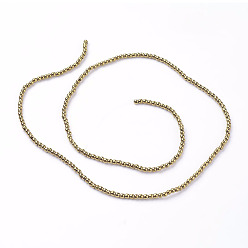 Gold Non-Magnetic Synthetic Hematite Beads Strands, Round, Gold, 2mm, Hole: 1mm, about 223pcs/strand, 15.7 inch