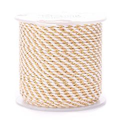 Beige 4-Ply Polycotton Cord, Handmade Macrame Cotton Rope, with Gold Wire, for String Wall Hangings Plant Hanger, DIY Craft String Knitting, Beige, 1.5mm, about 21.8 yards(20m)/roll