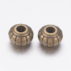 Antique Bronze Tibetan Style Alloy Beads, Rondelle, Cadmium Free & Lead Free, Antique Bronze, 6x4.5mm, Hole: 1.5mm