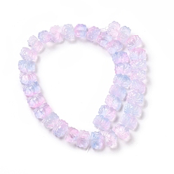 Prune Chapelets de perles en verre transparentes  , lotus, prune, 10x14x7mm, Trou: 0.8mm, Environ 38 pcs/chapelet, 14.17 pouce (36 cm)