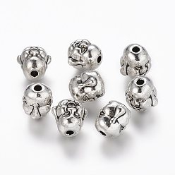 Antique Silver Tibetan Style Beads, Lead Free, Buddha, Antique Silver, 10x10x9mm, Hole: 2mm