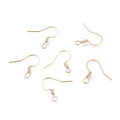 Real 14K Gold Plated Brass Earring Hooks, with Horizontal Loop, Ear Wire, Long-Lasting Plated, Real 14K Gold Plated, 16.7mm, Hole: 2.2mm, 22 Gauge, Pin: 0.6mm