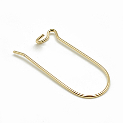 Real 18K Gold Plated Brass Hoop Earrings, Real 18K Gold Plated, 18 Gauge, 37x14mm, Pin: 1mm