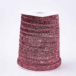 Corail Clair Ruban scintillant scintillant, ruban de polyester et nylon, corail lumière, 3/8 pouce (9.5~10 mm), environ 50 yards / rouleau (45.72 m / rouleau)