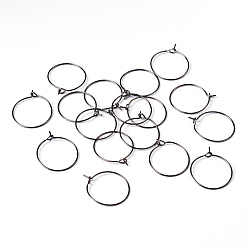 Gunmetal Brass Wine Glass Charm Rings, Hoop Earrings Findings, Gunmetal, 20x0.8mm, 20 Gauge