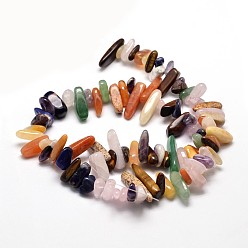 Mixed Stone Natural Mixed Stone Nuggets Beads Strands, 8~30x5~12mm, Hole: 1mm, about 15.3 inch~15.7 inch