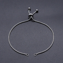 Stainless Steel Color Adjustable 201 Stainless Steel Slider Bracelets Making, Box Chain Bolo Bracelets Making, Stainless Steel Color, Single Chain Length: about 11.5cm