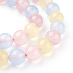 Mixed Color Natural White Jade Beads Strands, Dyed, Round, Mixed Color, 10mm, Hole: 1mm, about 38pcs/Strand