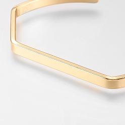 Real 18K Gold Plated Brass Cuff Bangles, Wave, Real 18K Gold Plated, 1-5/8 inchx2-3/8 inch(42x62mm), 4mm