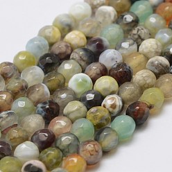 Fire Agate Faceted Natural Fire Crackle Agate Beads Strands, Round, Dyed & Heated, 4mm, Hole: 0.8mm, about 90~92pcs/strand, 14 inch(35.6cm)
