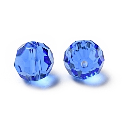 Синий Имитация Австрийские кристаллические шарики, класс AAA, граненый (32 граней), круглые, синие, 6 мм, отверстие : 0.7~0.9 мм