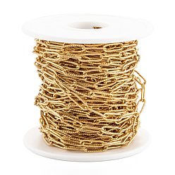 Golden 304 Stainless Steel Paperclip Chains, Soldered, with Spool, Golden, 66x61mm, 12x4x1mm, about 32.8 Feet(10m)/roll