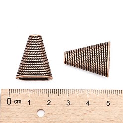 Red Copper Tibetan Style Bead Cones, Triangle, Cadmium Free & Nickel Free & Lead Free, Red Copper, 23x19x9mm, Hole: 4x2mm, Inner Size: 15x7mm