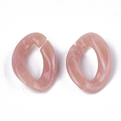 Розово-Коричневый Акриловые связей кольца, разъемы для быстрой связи, для изготовления бордюрных цепей, Стиль имитация драгоценных камней, твист, розово-коричневый, 29x21x6.5 мм, Отверстие : 17x8 мм , около 315 шт / 500 г