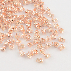 Rose Gold Iron Bead Tips, Calotte Ends, Cadmium Free & Lead Free, Clamshell Knot Cover, Rose Gold, 8x6x4mm, Hole: 2mm, 4.5mm inner diameter