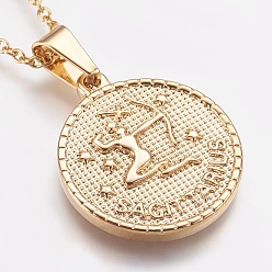 Sagittarius 304 Stainless Steel Pendant Necklaces, with Lobster Claw Clasps, Golden, Twelve Constellation/Zodiac Sign, Sagittarius, 17.91 inch(45.5cm), 2mm