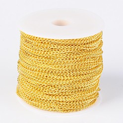 Золотой Железные витые цепочки обуздать цепи, несварные, золотые, с катушкой, ссылка: около 2 mm, 3.5 мм длиной, толщиной 0.5 мм , около 328.08 футов (100 м) / рулон