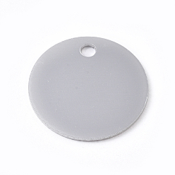 Silver Aluminum Pendants, Blank Tags, Flat Round, Silver, 25x1mm, Hole: 3mm