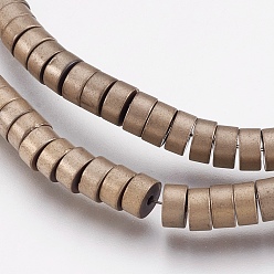 Antique Bronze Plated Electroplate Non-magnetic Synthetic Hematite Beads Strands, Long-Lasting Plated, Heishi Beads, Flat Round/Disc, Antique Bronze Plated, 4x2mm, Hole: 0.8mm, about 198pcs/strand, 15.94 inch(40.5cm)