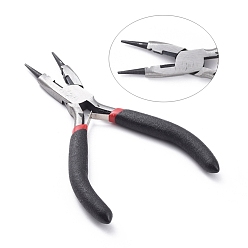 Gunmetal Carbon Steel Jewelry Pliers for Jewelry Making Supplies, Round Nose Pliers, Wire Cutter, Polishing, Black, Gunmetal, 128x65x10mm