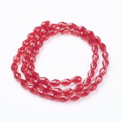 Mixed Color Glass Beads Strands, Faceted, Drop, Mixed Color, 11x8mm, Hole: 1mm, about 57~59pcs/strand, 26.38~26.77 inch