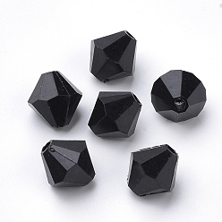 Черный Прозрачные акриловые бусины, двухконусные, чёрные, 8x7.5 мм, Отверстие : 2 мм , около 2640 шт / 500 г