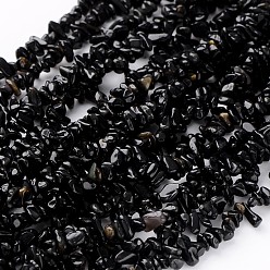 Obsidian Natural Obsidian Bead Strands, Chips, 5~10mm, Hole: 0.8mm, 31.5 inch