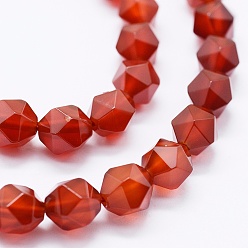 Carnelian Natural Carnelian Beads Strands, Dyed & Heated, Faceted, Oval, 7.5~8x6.5~7mm, Hole: 1mm, about 48pcs/strand, 15.1 inch