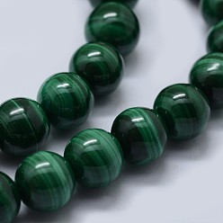 Malachite Natural Malachite Beads Strands, Grade A, Round,  4mm, Hole: 0.6mm, about 95pcs/strand, 15.5 inch(39.5cm)