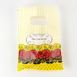 Yellow Printed Plastic Bags, Rectangle, Yellow, 20x15cm