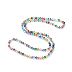 Mixed Color Electroplate Faceted Abacus Glass Beaded Necklaces, with Glass Seed Beads, Mixed Color, 31.1 inch(79cm)