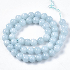 Chalcedony Natural Chalcedony Beads Strands, Imitation Aquamarine, Dyed & Heated, Round, 8~9mm, Hole: 1mm, about 45~48pcs/strand, 15.7 inch