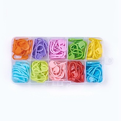 Couleur Mélangete Tricot plastique, porte-marqueurs au crochet, couleur mixte, 22x11x3 mm, sur 120 pcs / boîte