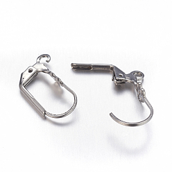 Stainless Steel Color 304 Stainless Steel Leverback Earring Findings, with Loop, Stainless Steel Color, 19x11mm, Hole: 2mm