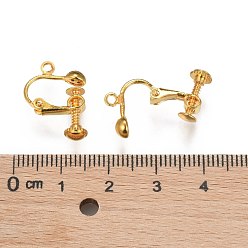 Mixed Color Brass Screw-Back Earring with Loop, Spiral Ear Clip, for non-pierced Ears, Mixed Color, 17x13.5x5mm, Hole: 1.2mm