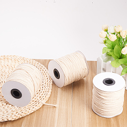 Light Yellow Round Cotton Twist Threads Cords, Macrame Cord, Light Yellow, 3mm, about 50yards/roll(150 feet/roll), 3rolls/bag